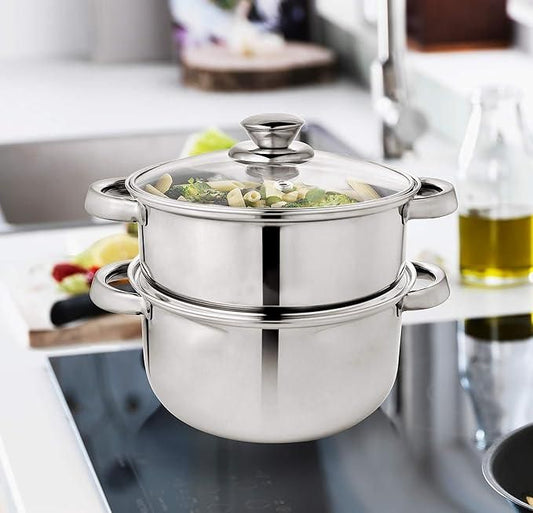 SteamPro Duo: 2-Tier Stainless Steel Steamer Pot